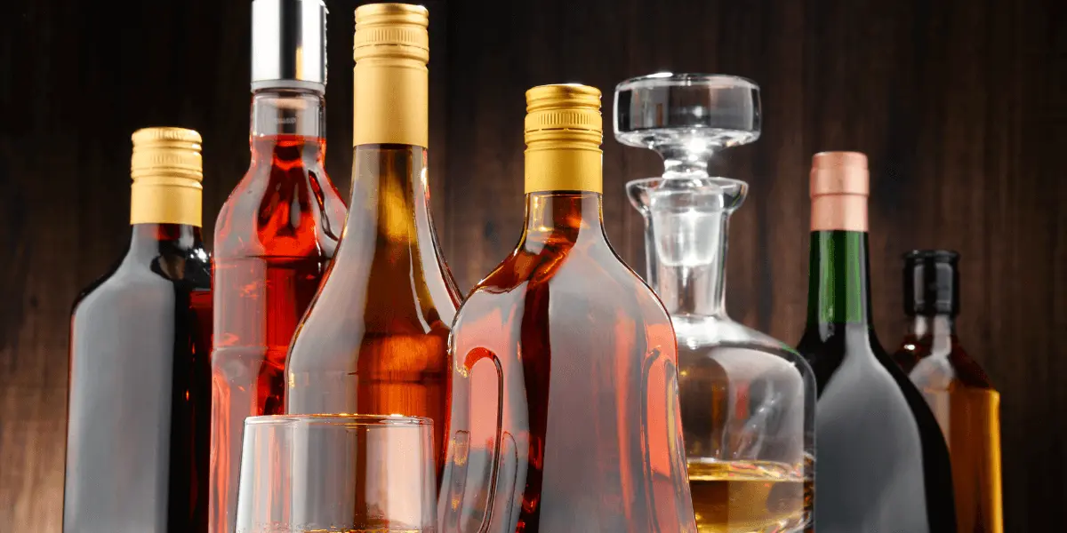 different bottles of alcoholic beverages