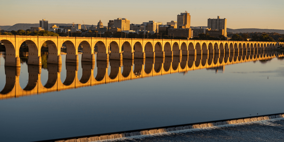 a view of the Susquehanna and the downtown city center of Pennsylvania